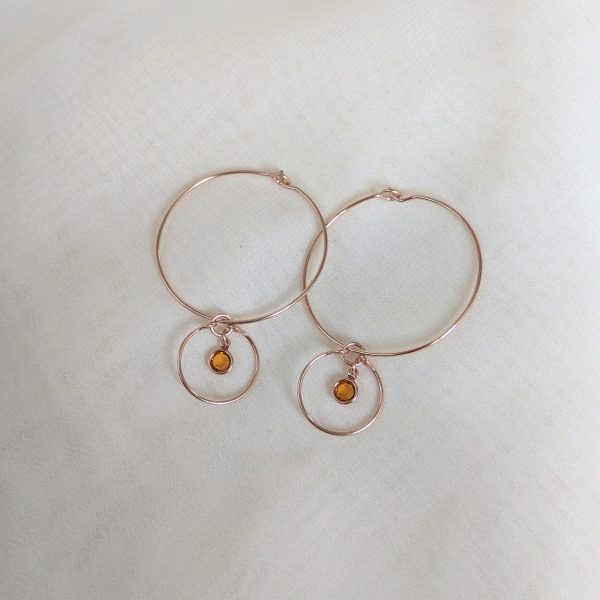 Gem hoop earrings in topaz rose gold